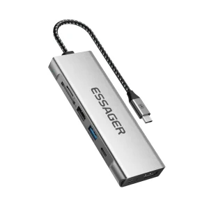 Essager 8-i-1 USB-C HUB med SSD-kabinett – M.2 NVMe & SATA, HDMI, PD 100W