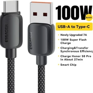 Essager 7A hurtigladekabel USB-A til USB-C – opptil 100W